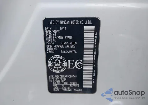 2015 Infiniti Qx80 Limited из США, поврежденный, VIN JN8AZ2NEXF9080748